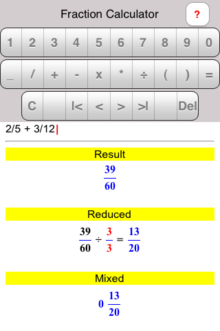 iPhone Fraction Solver